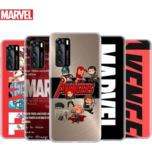 Transparent Cover Marvel Avengers Logo Superhero For Huawei P40 Lite E P30 P20 P10 P9 P8 Pro Plus Lite mini 2019 Phone Case
