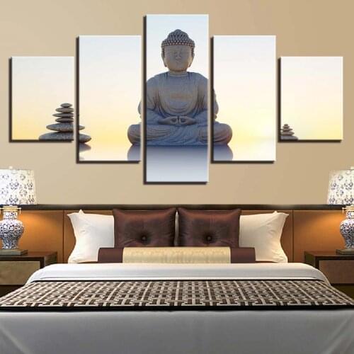 Direct Selling Art Spray Painting Classic Hallway Hd Prints 5 Set Poster Modular Pictures Buddha Portrait Wall Canvas Home Decor