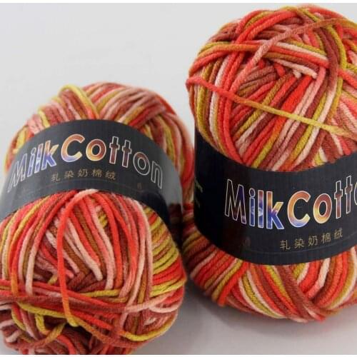 Sale 2ballsx50g Soft Cotton Baby New Hand-Dyed Wool Socks Scarf Knitting Yarn 2075-20-2 Red mixed