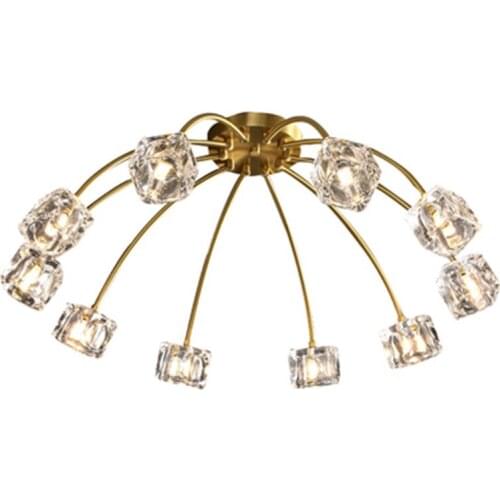 Luxury brass lustre living crystal chandeliers led ceiling lamp bedroom copper kitchen fixture minimalist lighting crystal shade