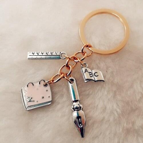 Pen ruler book keychain with notebook keychain, teacher keychain, teacher scholar gift jewelry