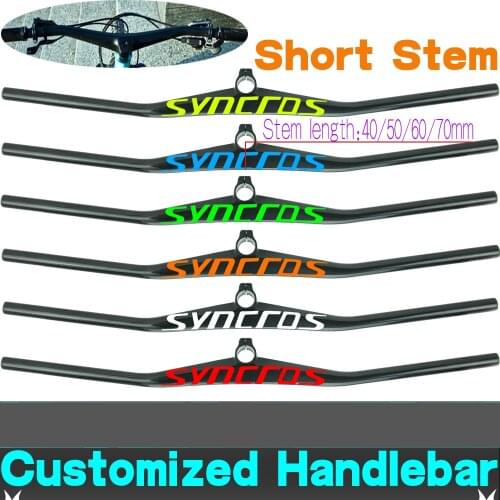 SYN UD Custom Champion Short Stem Handlebar 6-degree One-shaped Integrated MTB Bicycle Handlebar Stem Lenght 40/50/60/70mm