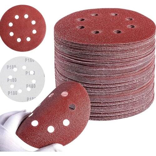 Sanding Discs 72 PCS Hook and Loop 5 in Sanding Disc 8 Hole Sandpaper Orbital Sander Pads 40/60/80/120/180/240/320 Grits