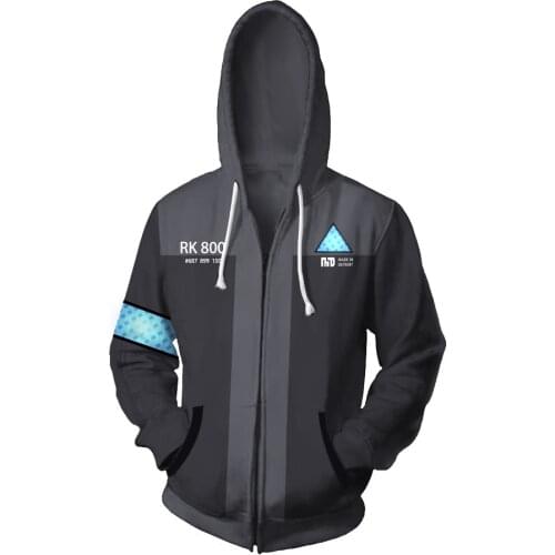 3D Game Detroit Become Human Connor RK800 Sweatshirt Cosplay Costumes Spring Fall Men Women Casual Coat Hooded Zip Jacket Hoodie
