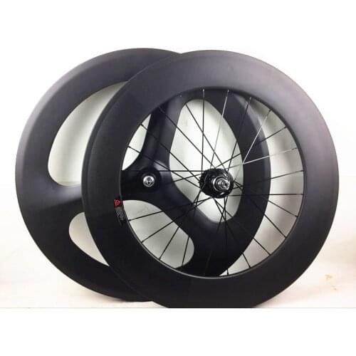 IPLAY 700C carbon fixed gear front Tri spokes rear 88mm clincher wheels carbon fiber track 3 spokes wheel 88mm tubular