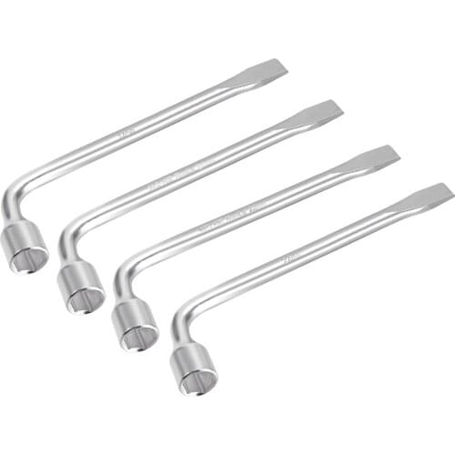 Uxcell 2 Pcs L Type Car Spare Tire Lug Wrench to Jack 17/19/21/22/23/24mm Hexagon Slotted End Socket Repair Tool Zinc Plated