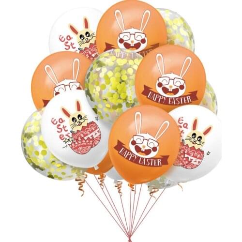 15pc 12inch Happy Easter balloon mixed confetti christening Easter bunny balloon Easter Baptism Party birthday party decorations