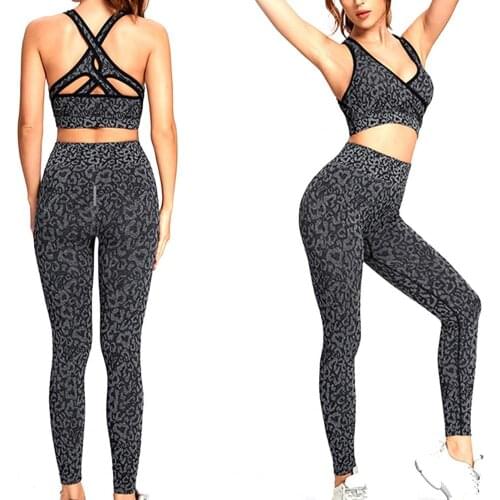 2pcs Outfits Women Yoga Set Seamless Sleeveless Crop Top High Waist Fitness Leggings Two Piece Set Women Sports Suit Sportwear