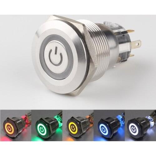 1Pcs 22mm 8Pins Self locking Momentary Metal Waterproof Push Button Switch 2 Open 2 Close for Computer/Boat /Car