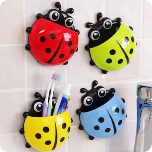 1Pc Cute Ladybird Beetle Toothbrush Toothpaste Shelves Pencil/Pen Storage Holders & Racks Children Brush Teeth Bathroom Supply