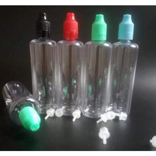 100ml E liquid Empty Bottles PET Plastic Dropper Bottles with Long Thin Needle Tips Tamper Evident Seal and Childproof Caps