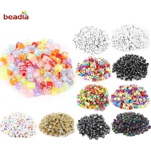 100pcs 6mm Mixed Square Alphabet Letter Beads Charms Bracelet Necklace For DIY Jewelry Making Clothing Decor Accessories