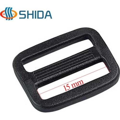 100pcs Black 5/8"(15mm) Internal Width Plastic Slider Adjustable Buckle Backpack Straps Webbing Handbag DIY Accessories