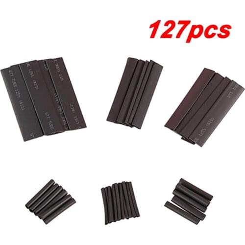 127 Pcs Heat Shrink Sleeving Tube Tube Assortment Kit Electrical Connection Electrical Wire Wrap Cable Waterproof Shrinkage 2:1