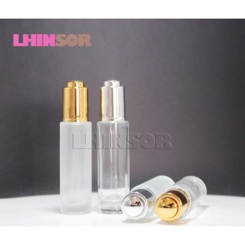 5pcs/lot 30ml Empty Transparent Frosted Glass Dropper Bottle Essential Oil Vials with Pipette Containers for Cosmetics