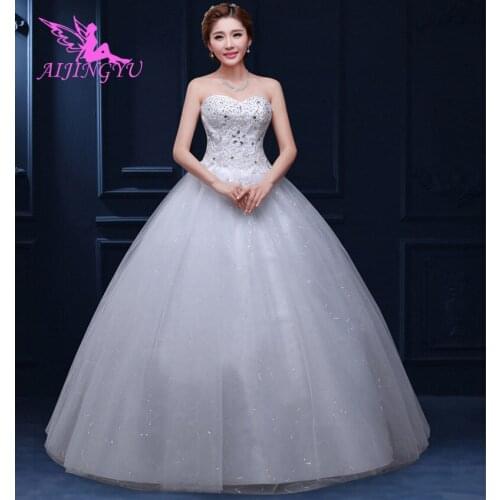 AIJINGYU 2021 2020 white Customized new hot selling cheap ball gown lace up back formal bride dresses wedding dress FU247