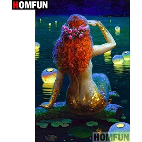 HOMFUN Full Square/Round Drill 5D DIY Diamond Painting "Cartoon mermaid" 3D Embroidery Cross Stitch 5D Home Decor A15076