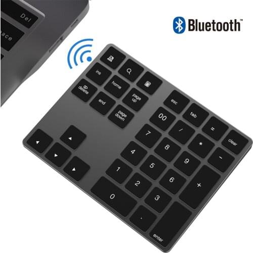 Aluminum Alloy Wireless Bluetooth Digital Keypad Wedge-Shaped Design Charging For Apple Android WIN