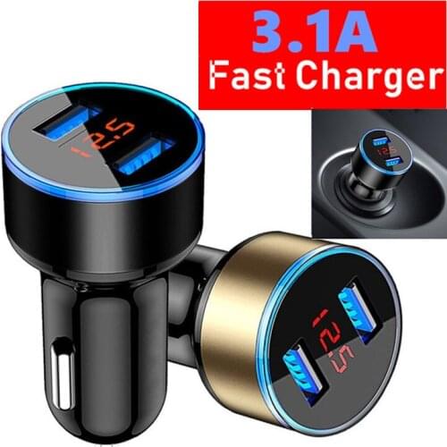 18W Dual USB Car Charger LED 3.0 Fast Phone Charge For iPhone 13 12 11 Pro X Xr Xs Max 6 7 8 Plus iPad Huawei Samsung Xiaomi LG