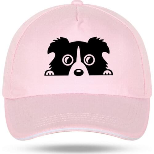 New Men Women Fashion Border Collie Dog Pet Cartoon Animal Baseball Caps for Hip Hop Cotton Velcro Trucker Cap Bone Dad Hats