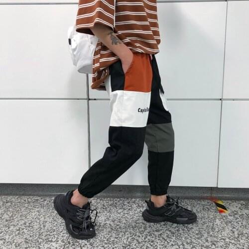 Mens Cargo pants Fashion Splice Color Loose Mens Pants casual overalls Hip-hop Joggers Streetwear Mens trousers Size S-XXL
