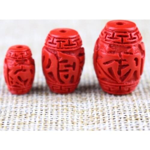 10pcs/lot Buddhism Ornament Accessories Cinnabar Carved Cologne Barrel Beads 4 Size Handmade Spacer Finding DIY Jewelry Making