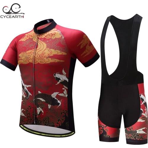 CYCEARTH 2017 Short Sleeve Cycling Jersey set MTB Bike Clothes Bib Shorts Summer Bicycle Clothing Maillot Ropa Ciclismo CE049