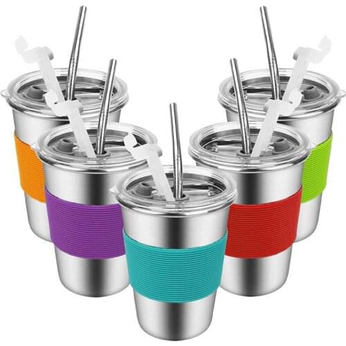 Kids Cups with Straws and Lids 16Oz Spill-Proof Stainless Steel Kids with Lids and Straws, Toddler Cups with Straws