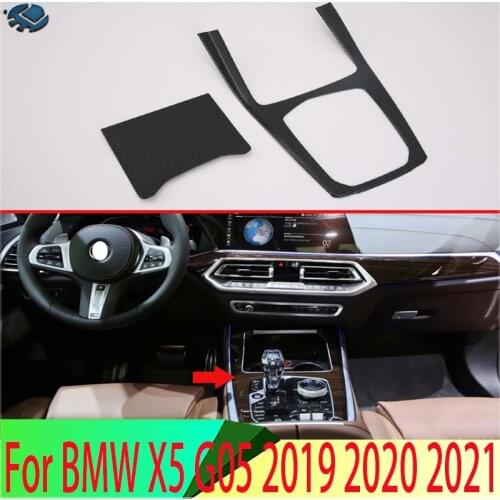 For BMW X5 G05 2019 2020 Carbon Fiber Style Gear Shift Panel Center Console Cover Trim Frame Car Styling Sticker