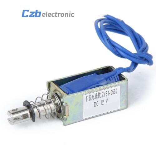 1pc ZYE1-0530 Open Frame Style Solenoid Coil DC 12V 1A 10mm Stroke Mayitr Miniature Push Pull Type Electromagnet