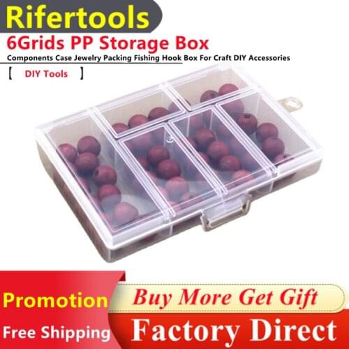 Fixed 6 Containers Transparent PP Plastic Storage Box Components Case Jewelry Packing Fishing Hook Box For Craft DIY Accessories
