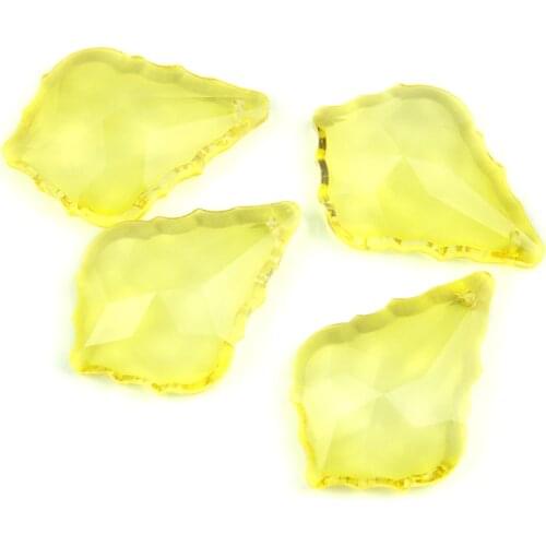 10pcs/lot Topaz In One Holes Crystal Glass K9 Maple Leaf Crystal Chandelier Prism Part SUNCATCHER Pendant For DIY & Parts