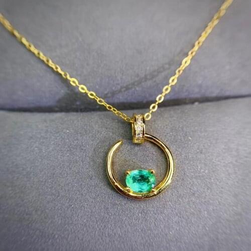 Exquisite elegant emerald necklace women fine jewelry100% natural gem real 925 silver gold plated festival gift