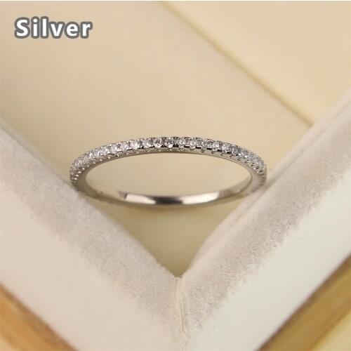 Hot-selling S925 pure silver ring couple ring single row diamond strip ring ring plated with white gold