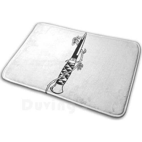 Beauty In Danger Carpet Mat Rug Cushion Soft Non - Slip Switchblade Knife Knives Rose Flower Rose Petals Gangster Flip