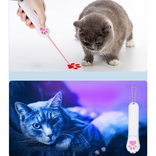 Creative toy green laser flashlight rechargeable creative funny cat toy UV red dot laser LED multi-pattern pet toy