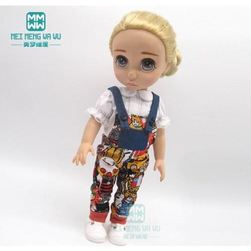 Doll clothes white shirt, flower strap pants for 16 Inch doll 40cm doll Accessories,Girls gift