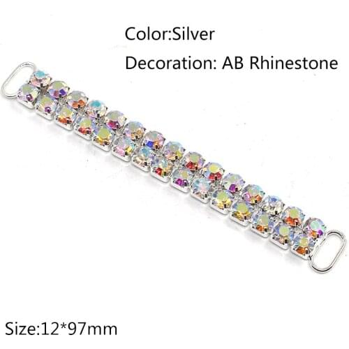 Fashion 2pc 2 Rows 12*97mm Silver Charm Chain Bikini Connectors/Buckle Reinforcement Of Flat Chains Metal AB Rhinestone