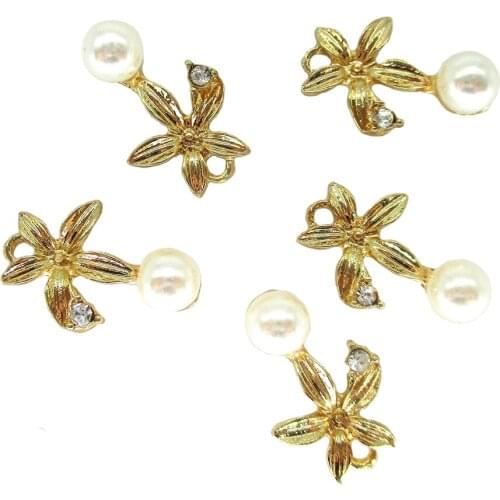 Fashion Champagne gold Alloy star Inlaid pearls Charms Fit Pendants & Necklace Jewelry Findings DIY Handcraft Accessories