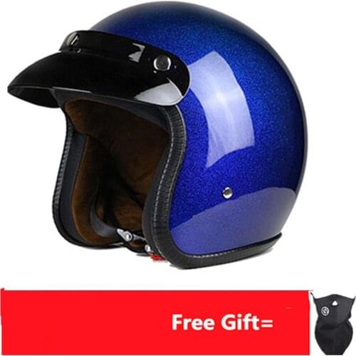 Motorcycle Motorbike Rider retro open face helmet Casco Casque Moto Retro vintage Helmets dot S M L XL blue for adult