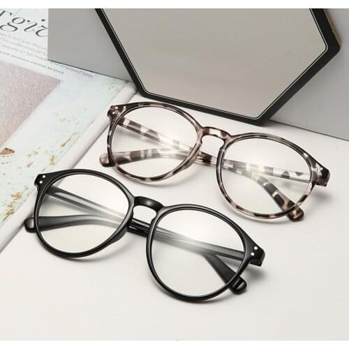 2021 New Vintage Leopard Unisex Round Plain Glasses For Men Women Plastic Frame Glasses For Wedding Party Eyeglasses