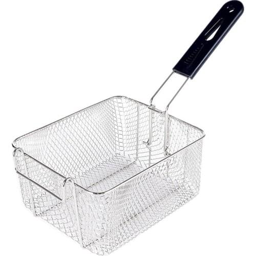 Stainless Steel Deep Fry Basket Rectangle Wire Mesh Strainer with Long Handle Frying Cooking Tool Food Presentation Tableware
