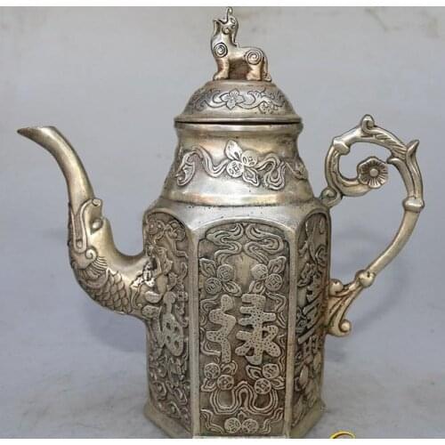 Rare Old Silver carving ornaments--bliss pot,handmade crafts,best collection & adornment,free shipping