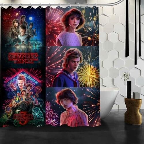 New Stranger Things Shower Curtain Polyester Fabric Print Bath Curtains For Bathroom Waterproof Bath Curtain Hook Eco-Friendly