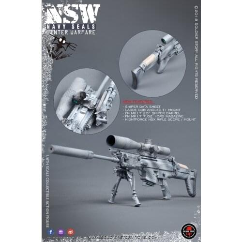 SoldierStory SS109 1/6th Snow NSW WINTER WARFARE Soldier Doll Weapon MK17 Sniper Gun Full Set For Doll Action Collectable