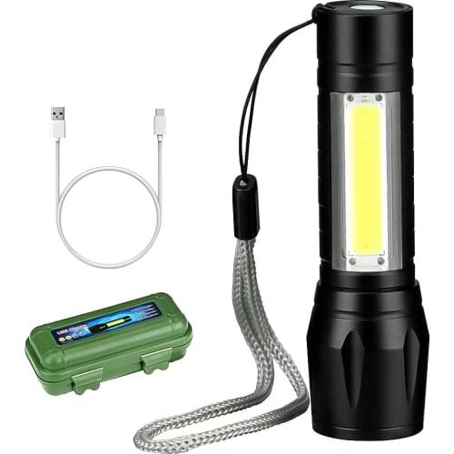 Aluminium Alloy Outdoor LED Torch USB Charging Cable Rechargeable Flashlight Police Tactical Zoom Camping Lamp Camper Car Need