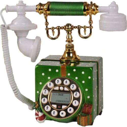 Gift Box Shaped Vintage Telephone, Button Dial Old Fashioned Corded Telephone, Hanging Handset, with Caller ID, Redial for Home