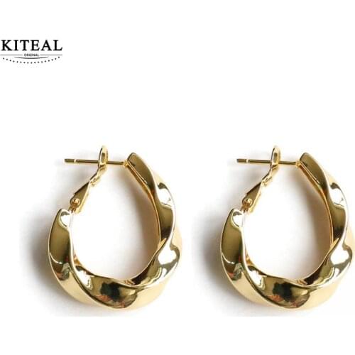 KITEAL resin charms Gold Filled Lady twist hoop earrings 2020 trendy smooth waterdrop Coldness women earring Wholesale