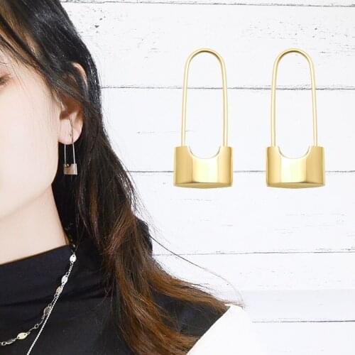 Gold Rose Gold Silver Color Lock Dangle Earring for Woman Girl Stainless Steel Earrings Cool Fashion Charm Festival Jewelry