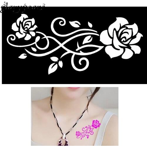 1 Piece Indian Henna Tattoo Stencil Rose Flower Design Women DIY Back Body Art Airbrush Painting Small Henna Tattoo Stencil G152